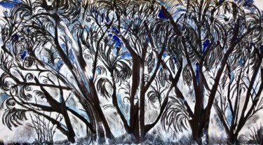 Painting titled "Enchanted forest" by Marina Marinopoulos, Original Artwork, Watercolor