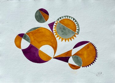 Painting titled "Untitled (geometric…" by Marina Marinopoulos, Original Artwork, Watercolor