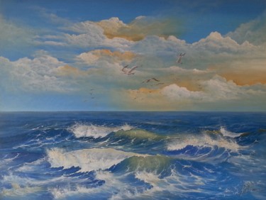 Pittura intitolato "sea-waves-01-46x60-…" da Marco M. Boschetti, Opera d'arte originale