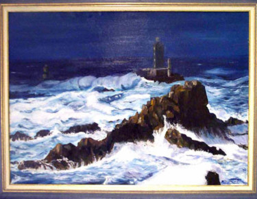 Peinture intitulée "Le phare de la Viei…" par Marie-Mathilde Dumont, Œuvre d'art originale, Huile