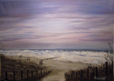 Painting titled "Promenade du dimanc…" by Marie-Mathilde Dumont, Original Artwork, Oil Mounted on Wood Stretcher frame