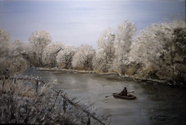 Painting titled "Matin d'hiver (Cote…" by Marie-Mathilde Dumont, Original Artwork, Oil Mounted on Wood Stretcher frame