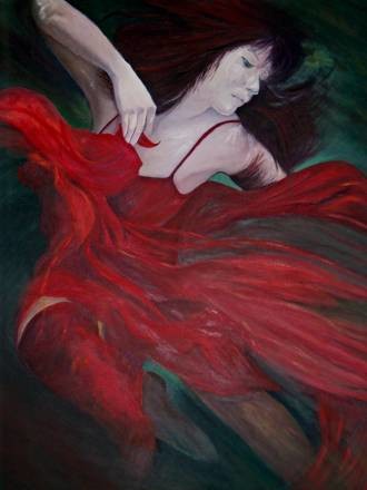 Pintura titulada "Bailando bajo el ag…" por M.Mejias, Obra de arte original