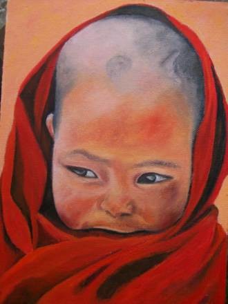 Painting titled "Pequeño Buda" by M.Mejias, Original Artwork