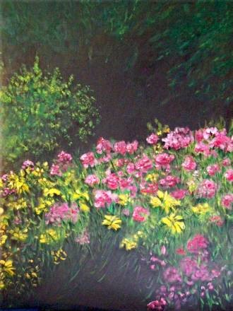 Pintura titulada "Arbustos y flores" por M.Mejias, Obra de arte original