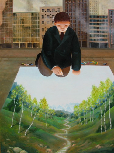 Peinture intitulée "les craies" par Michel Lebret, Œuvre d'art originale, Huile