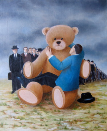 Peinture intitulée "petite pause" par Michel Lebret, Œuvre d'art originale, Huile