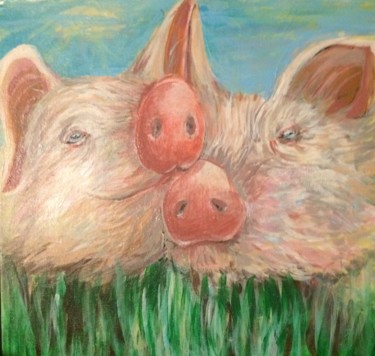 Peinture intitulée "PIGS" par Mm, Œuvre d'art originale