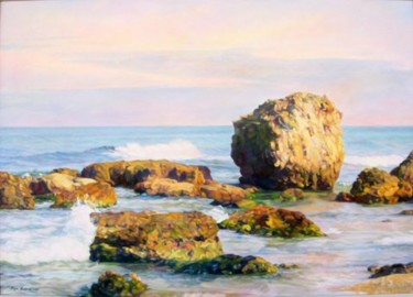 Картина под названием "Stones in the sea" - Maya Bukhin, Подлинное произведение искусства, Масло