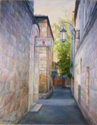 Картина под названием "Jerusalem lane" - Maya Bukhin, Подлинное произведение искусства, Масло