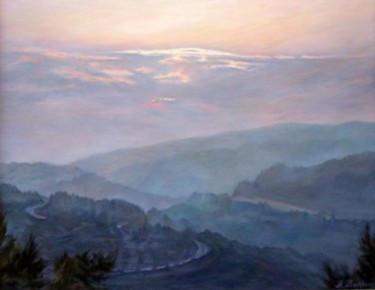Картина под названием "Evening in the moun…" - Maya Bukhin, Подлинное произведение искусства, Масло