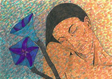 Σχέδιο με τίτλο "A3 Indigenous girl…" από Mmy Rising Sun, Αυθεντικά έργα τέχνης, Μαρκαδόρος