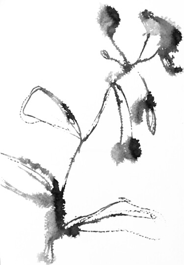 Malerei mit dem Titel "ink flower" von Mnstudio, Original-Kunstwerk, Tinte