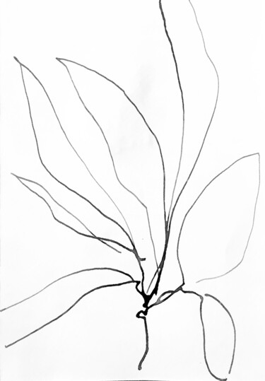 Картина под названием "floral lines 2" - Mnstudio, Подлинное произведение искусства, Чернила