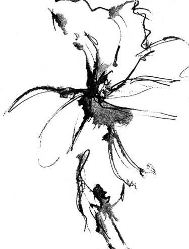 Pittura intitolato "Ink Flower 2" da Mnstudio, Opera d'arte originale, Inchiostro