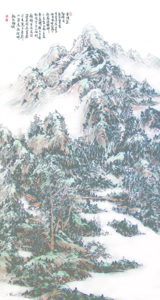 绘画 标题为“云起山峰  范建春国画山水作品” 由漠墨园 Fan, 原创艺术品, 墨