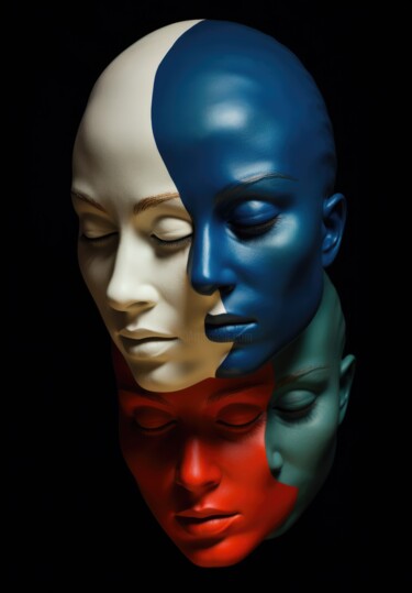 Digitale Kunst mit dem Titel "Face to Face" von Moaiart, Original-Kunstwerk, Digitale Malerei