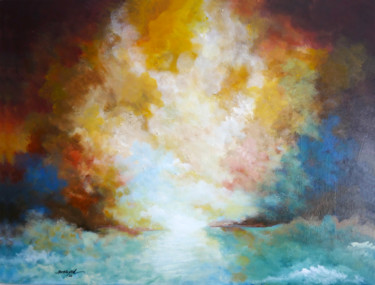 Painting titled "Horizon" by Moayed Shlemon, Original Artwork, Acrylic