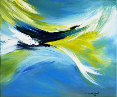 Painting titled "waves-i-call-it" by Moayed Shlemon, Original Artwork, Acrylic