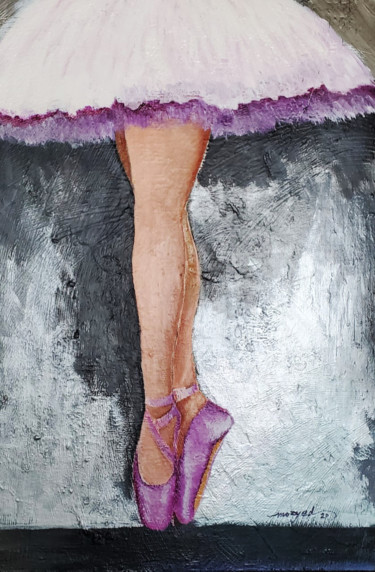 Malerei mit dem Titel "Purple Shoes" von Moayed Shlemon, Original-Kunstwerk, Acryl