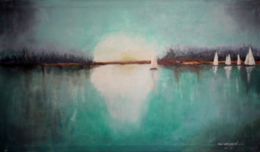 Peinture intitulée "the green lake" par Moayed Shlemon, Œuvre d'art originale, Acrylique