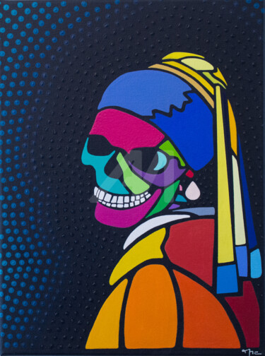 THE DEATH WITH A PEARL Peinture intitulée "THE DEATH WITH A PE…" par Mobiclint, Œuvre d'art originale, Acrylique
