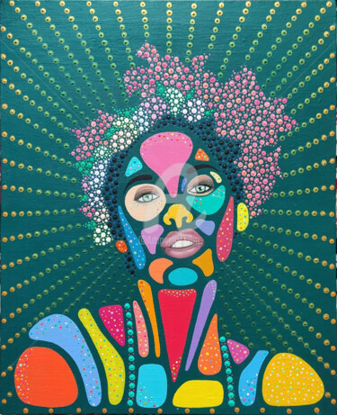 Peinture intitulée "FLOWER WOMAN" par Mobiclint, Œuvre d'art originale, Acrylique
