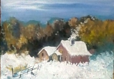 Painting titled "Snow" by Mociart, Original Artwork, Oil