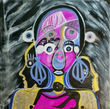 Painting titled "Tattooed man and th…" by Modern Art, Original Artwork, Acrylic