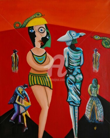 Pintura intitulada "The masquerade ball" por Modern Art, Obras de arte originais, Óleo