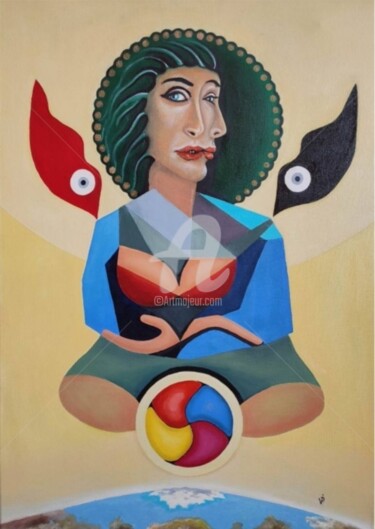 Schilderij getiteld "Gaia- goddess of th…" door Modern Art, Origineel Kunstwerk, Olie