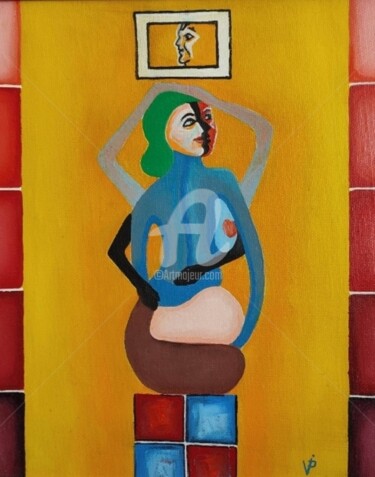 Malerei mit dem Titel "Mother Goddess Parv…" von Modern Art, Original-Kunstwerk, Öl