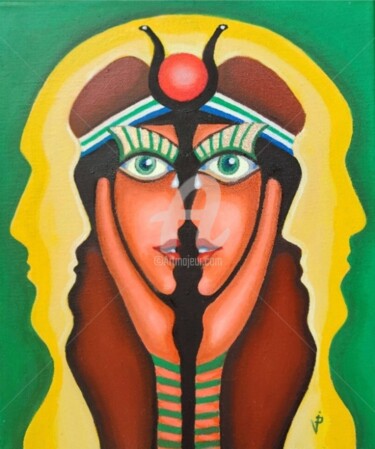 Malerei mit dem Titel "The Egyptian goddes…" von Modern Art, Original-Kunstwerk, Öl