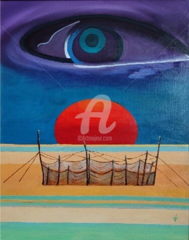 Schilderij getiteld "Through his eyes" door Modern Art, Origineel Kunstwerk, Olie