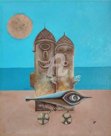 Schilderij getiteld "The House of sand" door Modern Art, Origineel Kunstwerk, Olie
