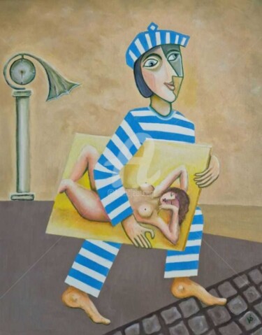 Malerei mit dem Titel "Prison break 2" von Modern Art, Original-Kunstwerk, Öl