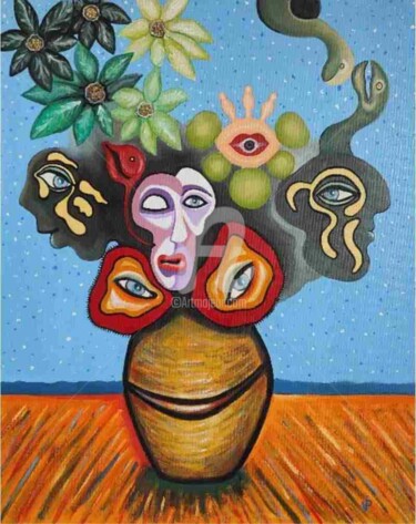 Pittura intitolato "The Flowers of Evil" da Modern Art, Opera d'arte originale, Olio