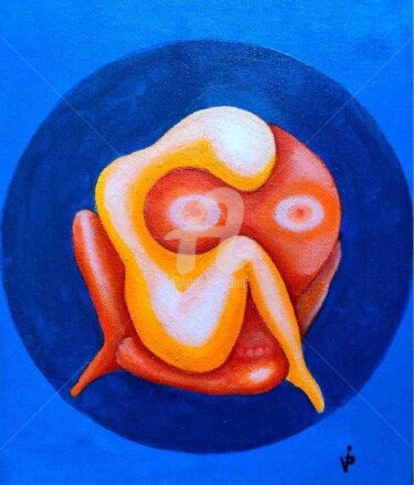 Schilderij getiteld "Human heart" door Modern Art, Origineel Kunstwerk, Olie