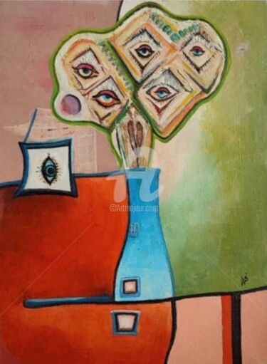 Pintura titulada "Old lady in a vase" por Modern Art, Obra de arte original, Oleo