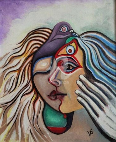 Pittura intitolato "Goddess of Love 1" da Modern Art, Opera d'arte originale, Olio