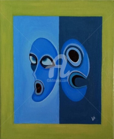 Schilderij getiteld "Two part" door Modern Art, Origineel Kunstwerk, Olie