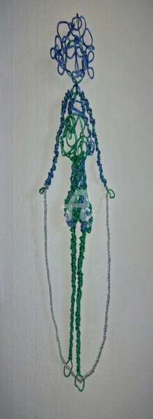 Скульптура под названием "Jump rope girl" - Modern Art, Подлинное произведение искусства, проволочный