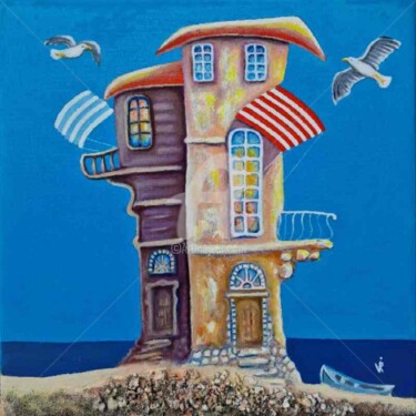 Painting titled "Dream house 3D effe…" by Modern Art, Original Artwork, Oil