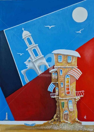 Painting titled "Dream home 3D effect" by Modern Art, Original Artwork, Oil