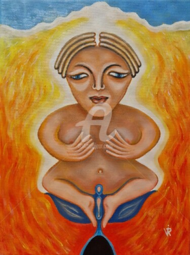 Peinture intitulée "The buddha" par Modern Art, Œuvre d'art originale, Huile