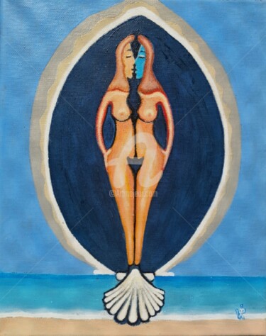 Schilderij getiteld "Venus rising from t…" door Modern Art, Origineel Kunstwerk, Olie