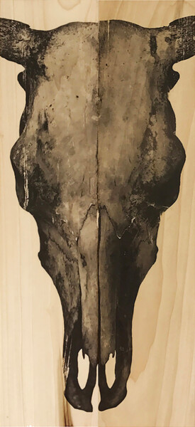 Printmaking titled "2 Piece Cow Skull" by Modesty, Original Artwork, Digital Photography