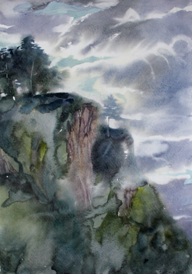 Картина под названием "Плечо горы" - Таисия Менигечева, Подлинное произведение искусства, Акварель
