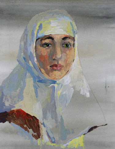 Painting titled "Сестра милосердия" by Taisiia Menigecheva, Original Artwork, Gouache