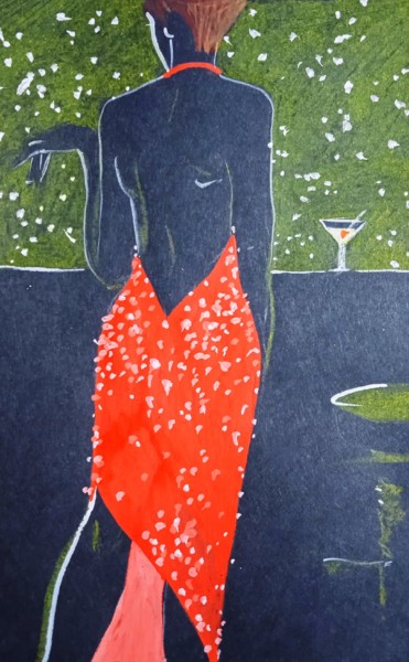 Рисунок под названием "В баре" - Таисия Менигечева, Подлинное произведение искусства, Цветные карандаши